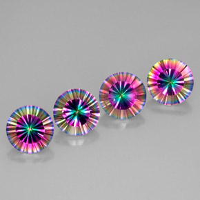 Quarzo mistico naturale multicolore da  ct, taglio rotondo, VVS