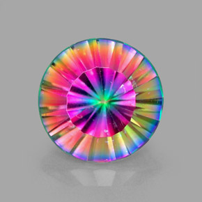 Quarzo mistico naturale multicolore da 2,25 ct, taglio rotondo, VVS