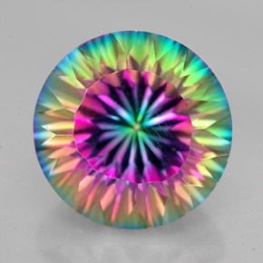 Quarzo mistico naturale multicolore da 10,59 ct, taglio rotondo, VVS
