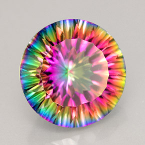 Quarzo mistico naturale multicolore da 9,19 ct, taglio rotondo, VVS
