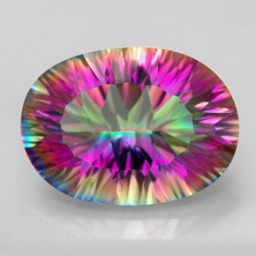 Quarzo mistico naturale multicolore da 11,63 ct, taglio ovale, VVS