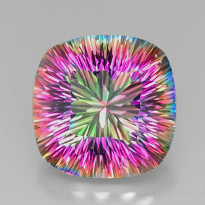 Quarzo mistico naturale multicolore da 28,86 ct, taglio a cuscino, VVS-VS