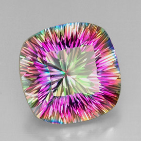 Quarzo mistico naturale multicolore da 28,86 ct, taglio a cuscino, VVS-VS