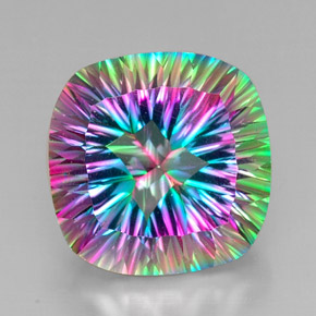 Quarzo mistico naturale multicolore da 30,71 ct, taglio a cuscino, VVS-VS