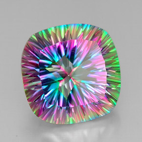 Quarzo mistico naturale multicolore da 30,71 ct, taglio a cuscino, VVS-VS
