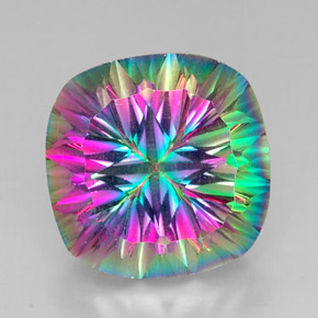 Quarzo mistico naturale multicolore da 30,78 ct, taglio a cuscino, VVS-VS