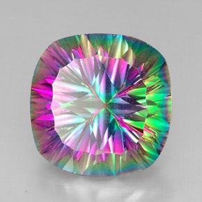 Quarzo mistico naturale multicolore da 30,78 ct, taglio a cuscino, VVS-VS