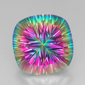 Quarzo mistico naturale multicolore da 30,84 ct, taglio a cuscino, VS
