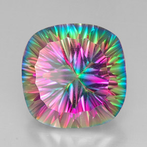 Quarzo mistico naturale multicolore da 30,84 ct, taglio a cuscino, VS