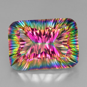 Quarzo mistico naturale multicolore da 37,43 ct, taglio smeraldo, VVS-VS