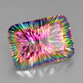 Quarzo mistico naturale multicolore da 37,43 ct, taglio smeraldo, VVS-VS