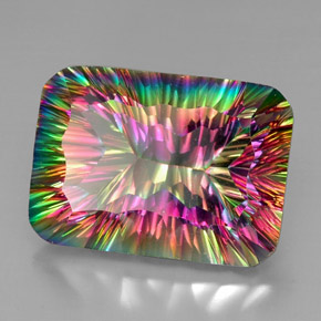 Quarzo mistico naturale multicolore da 38,22 ct, taglio smeraldo, VVS-VS