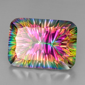 Quarzo mistico naturale multicolore da 38,40 ct, taglio a cuscino, VVS-VS
