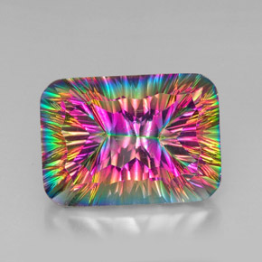 Quarzo mistico naturale multicolore da 39,83 ct, taglio smeraldo, VVS-VS