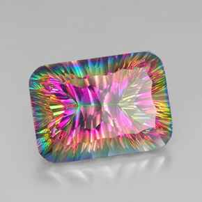 Quarzo mistico naturale multicolore da 39,83 ct, taglio smeraldo, VVS-VS