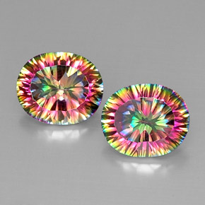 Gemme di Quarzo mistico Arcobaleno superiore naturale da  ct, Taglio ovale, VVS-VS