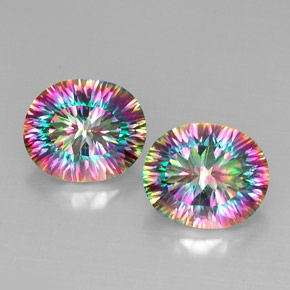 Gemme di Quarzo mistico Arcobaleno superiore naturale da  ct, Taglio ovale, VVS-VS