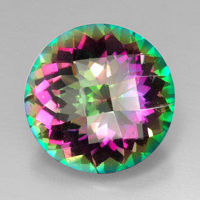 Quarzo mistico naturale multicolore da 31,30 ct, taglio rotondo, VVS-VS