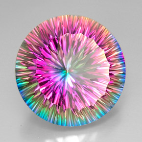 Quarzo mistico naturale multicolore da 50,70 ct, taglio rotondo, VVS-VS