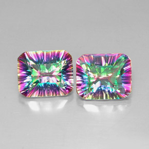 Gemme di Quarzo mistico Arcobaleno superiore naturale da  ct, Taglio smeraldo, VVS-VS