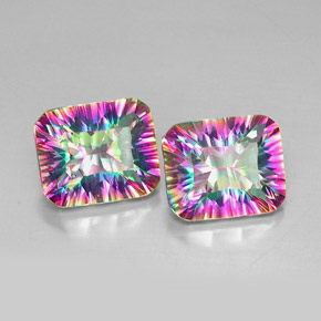 Gemme di Quarzo mistico Arcobaleno superiore naturale da  ct, Taglio smeraldo, VVS