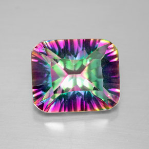 Quarzo mistico naturale multicolore da 5,59 ct, taglio smeraldo, VVS