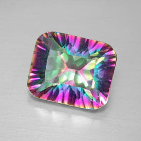 Quarzo mistico naturale multicolore da 5,59 ct, taglio smeraldo, VVS