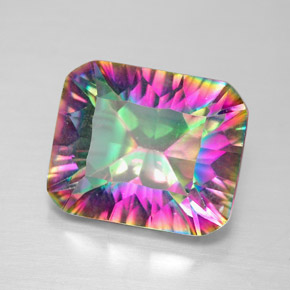 Quarzo mistico naturale multicolore da 5,32 ct, taglio smeraldo, VVS