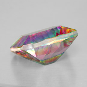 Quarzo mistico naturale multicolore da 5,32 ct, taglio smeraldo, VVS