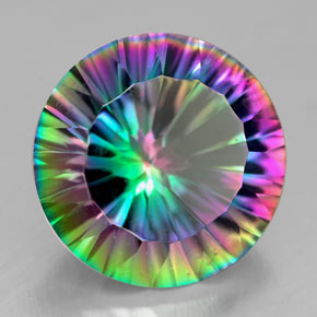 Quarzo mistico naturale multicolore da 6,96 ct, taglio rotondo, VVS