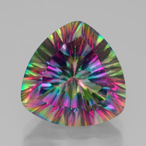 Quarzo mistico naturale multicolore da 7,44 ct, trillion, VVS