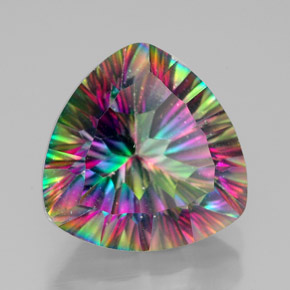 Quarzo mistico naturale multicolore da 7,44 ct, trillion, VVS