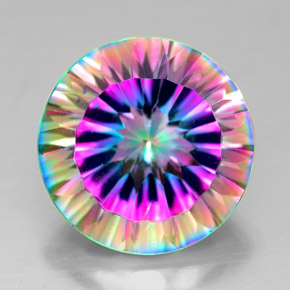 Quarzo mistico naturale multicolore da 7,36 ct, taglio rotondo, VVS-VS