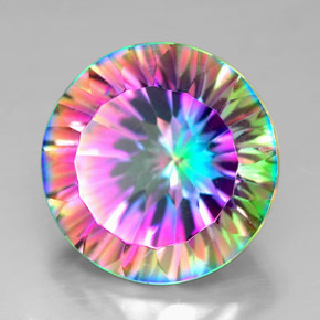Quarzo mistico naturale multicolore da 7,36 ct, taglio rotondo, VVS-VS