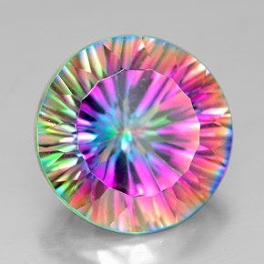 Quarzo mistico naturale multicolore da 7,24 ct, taglio rotondo, VVS-VS