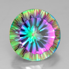 Quarzo mistico naturale multicolore da 7,31 ct, taglio rotondo, VVS-VS