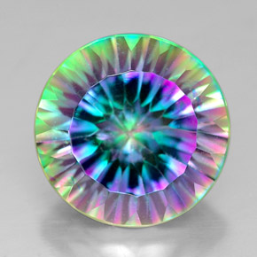 Quarzo mistico naturale multicolore da 7,39 ct, taglio rotondo, VVS-VS