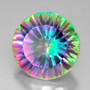 Quarzo mistico naturale multicolore da 7,39 ct, taglio rotondo, VVS-VS