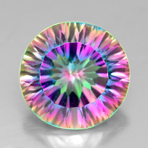Quarzo mistico naturale multicolore da 7,17 ct, taglio rotondo, VVS-VS