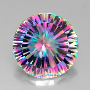 Quarzo mistico naturale multicolore da 6,27 ct, taglio rotondo, VVS-VS
