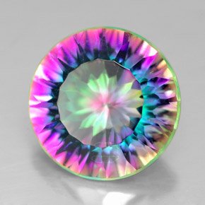 Quarzo mistico naturale multicolore da 6,98 ct, taglio rotondo, VVS-VS