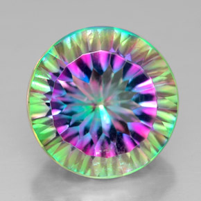 Quarzo mistico naturale multicolore da 7,65 ct, taglio rotondo, VVS-VS