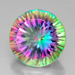 Quarzo mistico naturale multicolore da 7,65 ct, taglio rotondo, VVS-VS