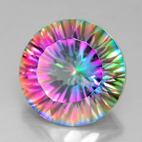 Quarzo mistico naturale multicolore da 7,33 ct, taglio rotondo, VVS-VS