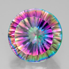 Quarzo mistico naturale multicolore da 6,40 ct, taglio rotondo, VS