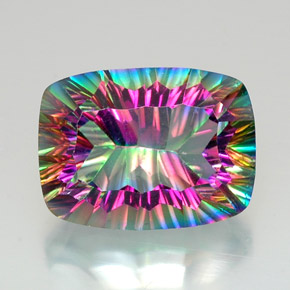 Quarzo mistico naturale multicolore da 20,76 ct, taglio a cuscino, VVS