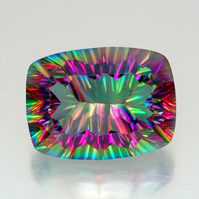 Quarzo mistico naturale multicolore da 21,49 ct, taglio a cuscino, VVS