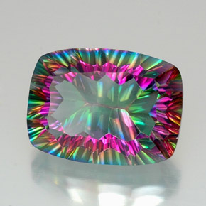 Quarzo mistico naturale multicolore da 20,45 ct, taglio a cuscino, VVS