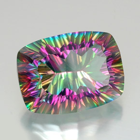 Quarzo mistico naturale multicolore da 20,58 ct, taglio a cuscino, VVS
