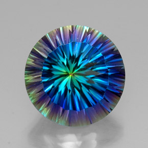 Quarzo mistico naturale multicolore da 19,18 ct, taglio rotondo, VVS